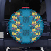 Hawaii Waikiki King Spare Tire Cover Blue Quilt With Pua Manu LT05 No hole Blue - Polynesian Pride
