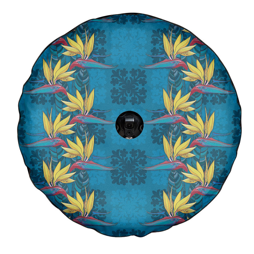 Hawaii Waikiki King Spare Tire Cover Blue Quilt With Pua Manu LT05 - Polynesian Pride