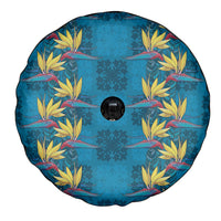 Hawaii Waikiki King Spare Tire Cover Blue Quilt With Pua Manu LT05 - Polynesian Pride