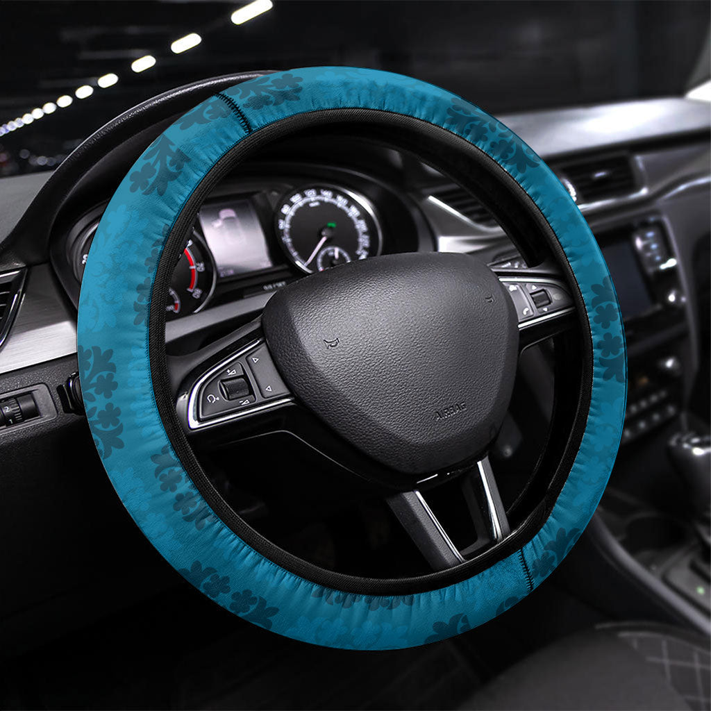 Hawaii Waikiki King Steering Wheel Cover Blue Quilt With Pua Manu