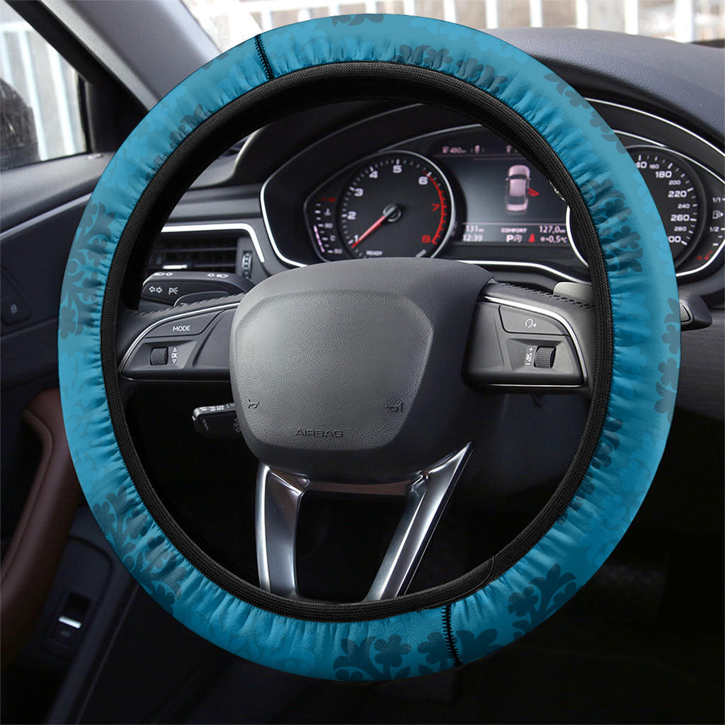 Hawaii Waikiki King Steering Wheel Cover Blue Quilt With Pua Manu LT05 - Polynesian Pride