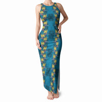 Hawaii Waikiki King Tank Maxi Dress Blue Quilt With Pua Manu LT05 Women Blue - Polynesian Pride