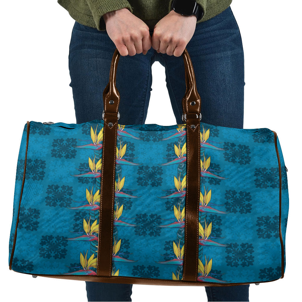 Hawaii Waikiki King Travel Bag Blue Quilt With Pua Manu LT05 Blue - Polynesian Pride
