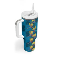 Hawaii Waikiki King Tumbler With Handle Blue Quilt With Pua Manu LT05 - Polynesian Pride