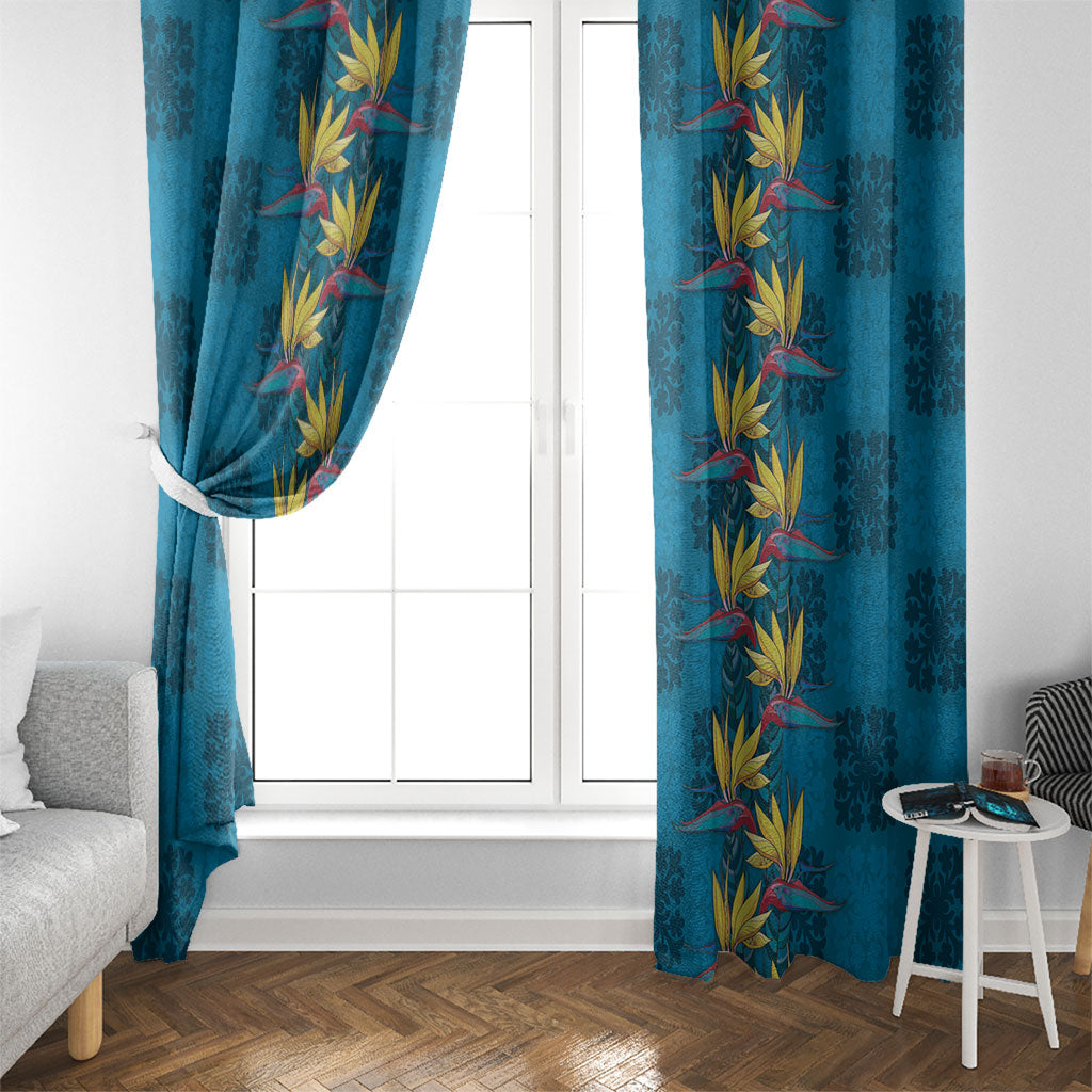 Hawaii Waikiki King Window Curtain Blue Quilt With Pua Manu LT05 - Polynesian Pride