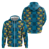 Hawaii Waikiki King Zip Hoodie Blue Quilt With Pua Manu LT05 - Polynesian Pride