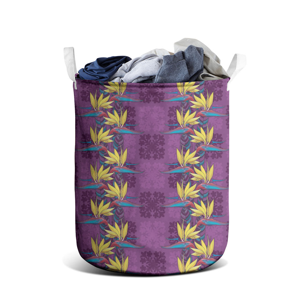 Hawaii Waikiki King Laundry Basket Purple Quilt With Pua Manu LT05 - Polynesian Pride