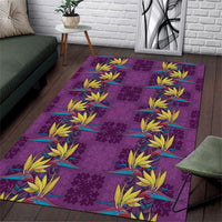 Hawaii Waikiki King Area Rug Purple Quilt With Pua Manu LT05 Purple - Polynesian Pride
