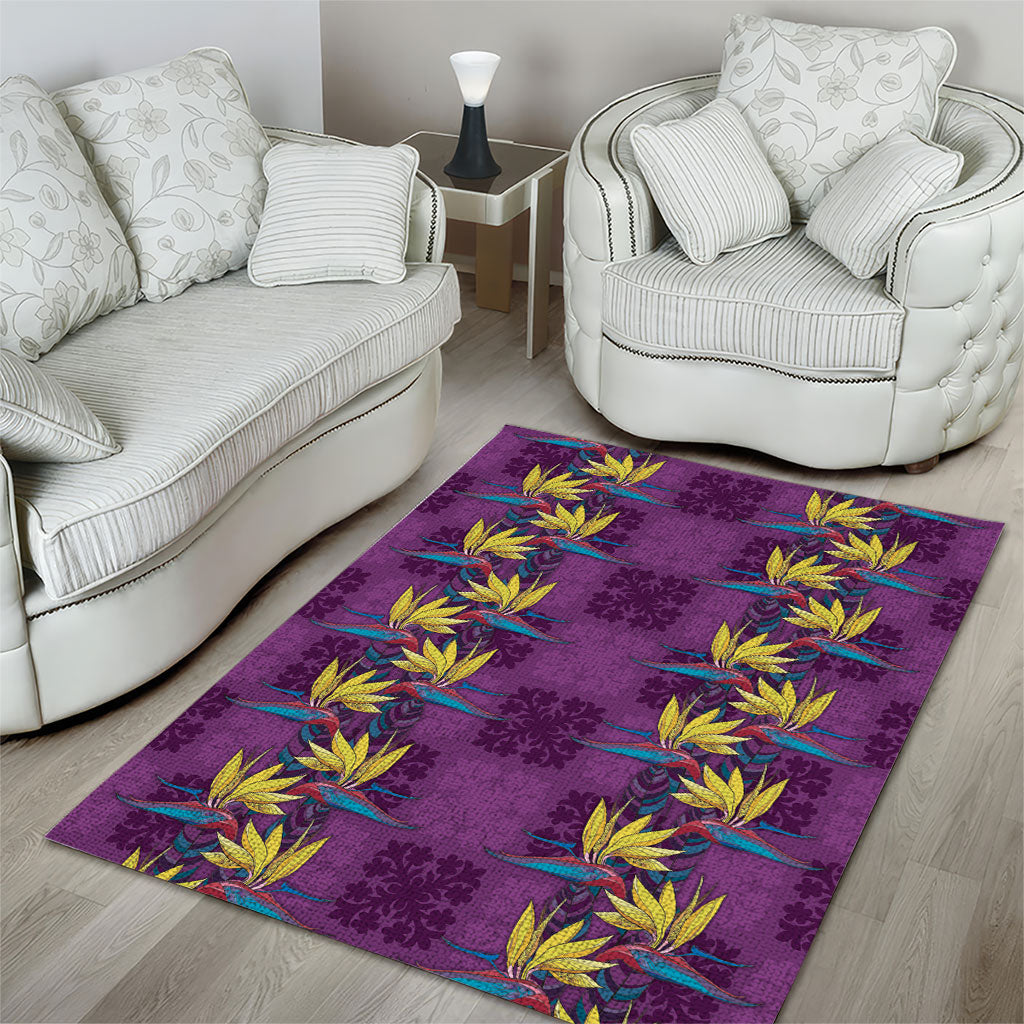 Hawaii Waikiki King Area Rug Purple Quilt With Pua Manu LT05 - Polynesian Pride