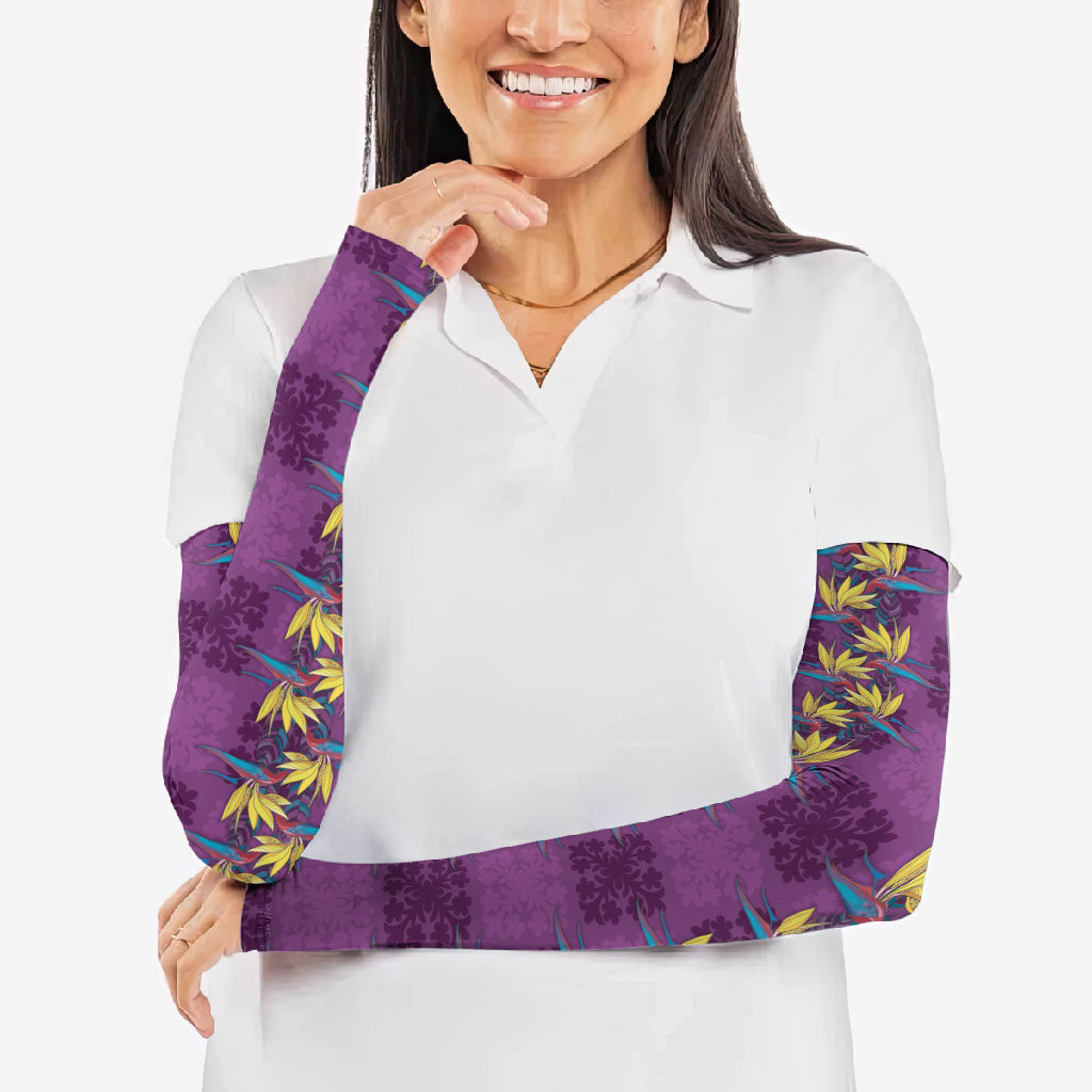 Hawaii Waikiki King Arm Sleeves Purple Quilt With Pua Manu LT05 - Polynesian Pride
