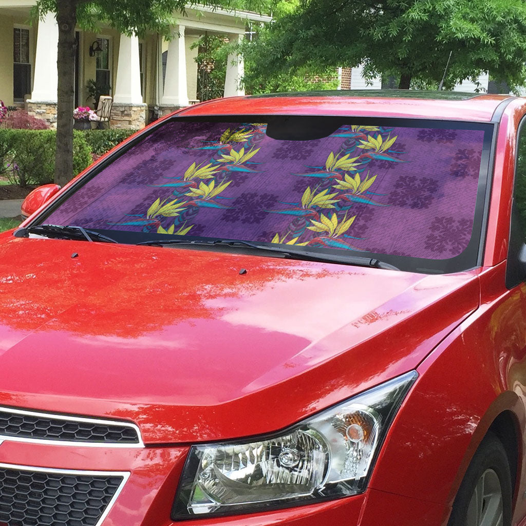 Hawaii Waikiki King Auto Sun Shade Purple Quilt With Pua Manu LT05 - Polynesian Pride