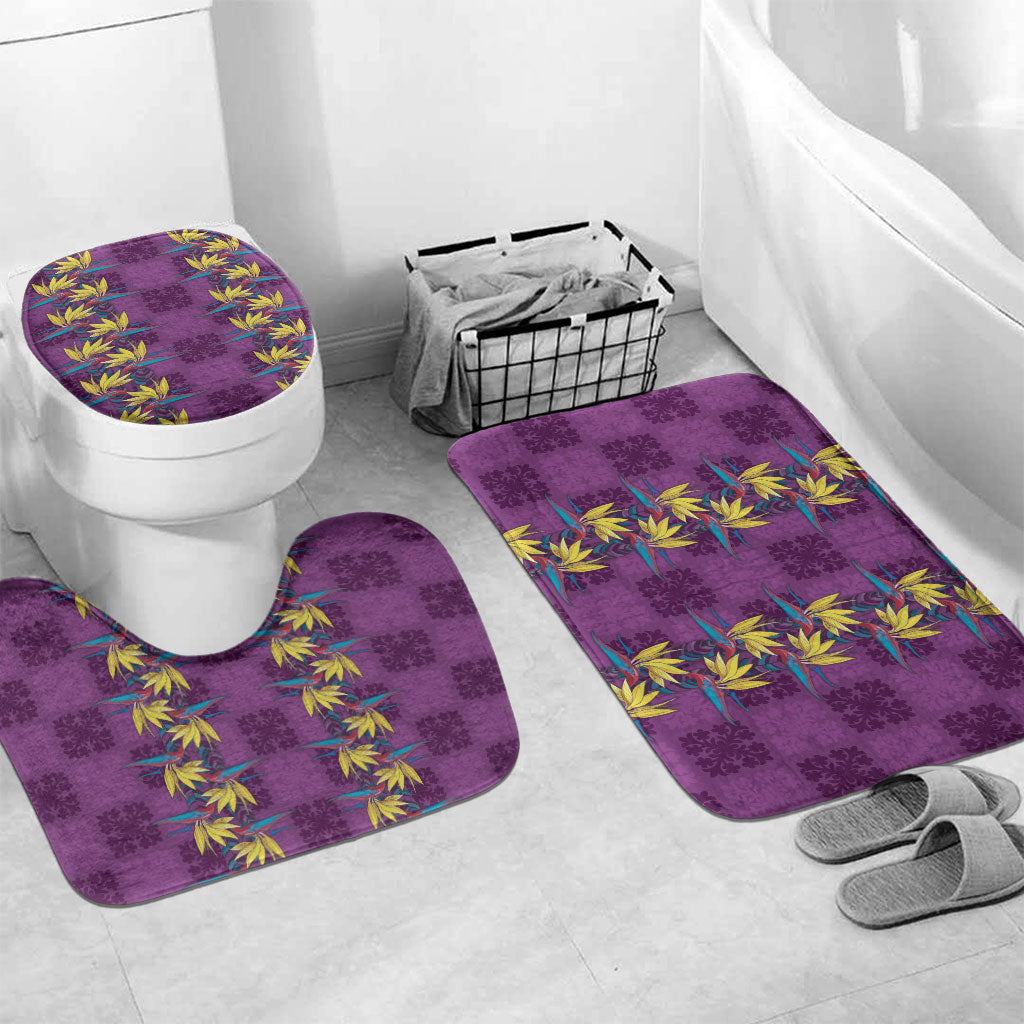 Hawaii Waikiki King Bathroom Set Purple Quilt With Pua Manu LT05 Mat Set Only (3 pcs) One Size Purple - Polynesian Pride