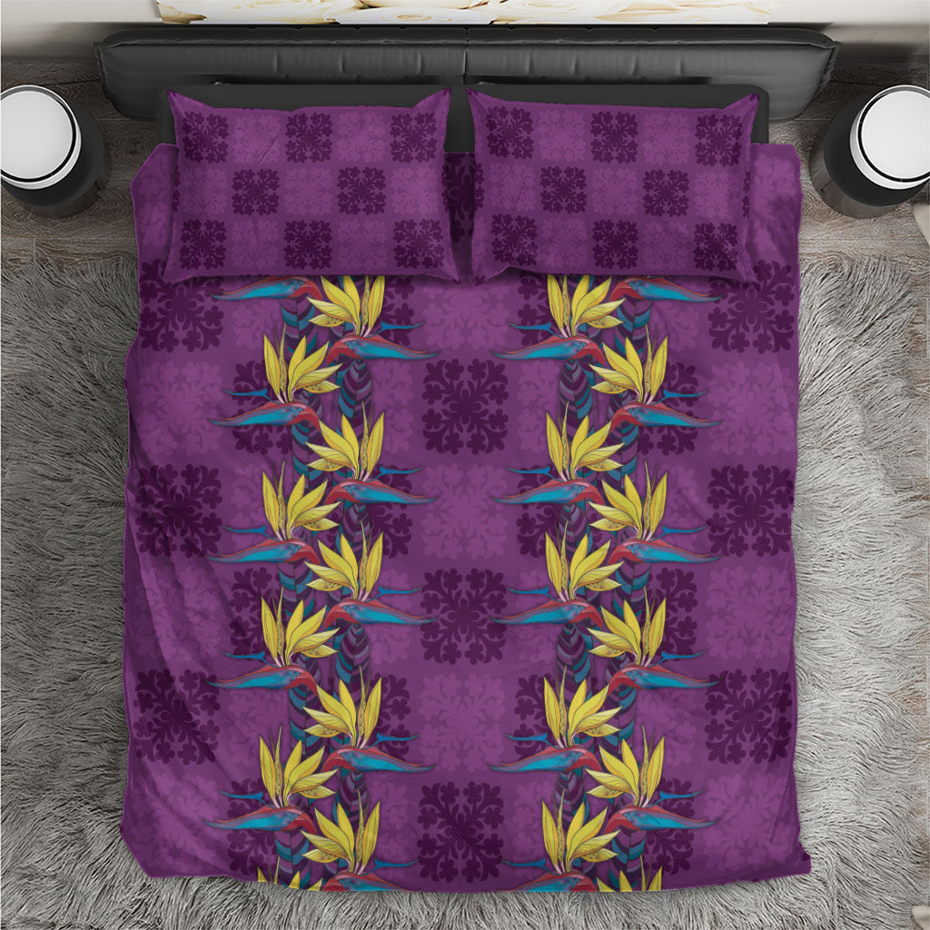 Hawaii Waikiki King Bedding Set Purple Quilt With Pua Manu LT05 Purple - Polynesian Pride