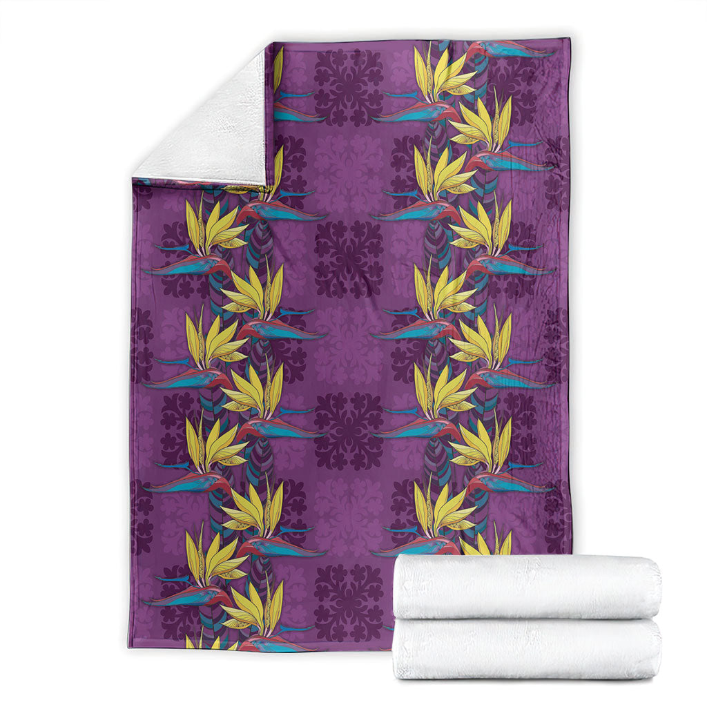 Hawaii Waikiki King Blanket Purple Quilt With Pua Manu LT05 - Polynesian Pride