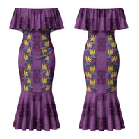 Hawaii Waikiki King Couples Matching Mermaid Dress and Hawaiian Shirt Purple Quilt With Pua Manu LT05 - Polynesian Pride