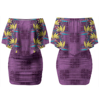 Hawaii Waikiki King Couples Matching Off Shoulder Short Dress and Hawaiian Shirt Purple Quilt With Pua Manu LT05 - Polynesian Pride