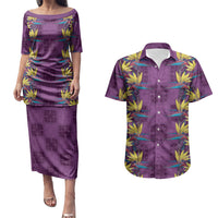 Hawaii Waikiki King Couples Matching Puletasi and Hawaiian Shirt Purple Quilt With Pua Manu LT05 Purple - Polynesian Pride