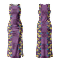 Hawaii Waikiki King Couples Matching Tank Maxi Dress and Hawaiian Shirt Purple Quilt With Pua Manu LT05 - Polynesian Pride