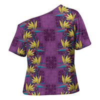 Hawaii Waikiki King Cross Shoulder Shirt Purple Quilt With Pua Manu LT05 - Polynesian Pride