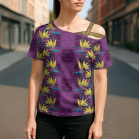 Hawaii Waikiki King Cross Shoulder Shirt Purple Quilt With Pua Manu LT05 - Polynesian Pride