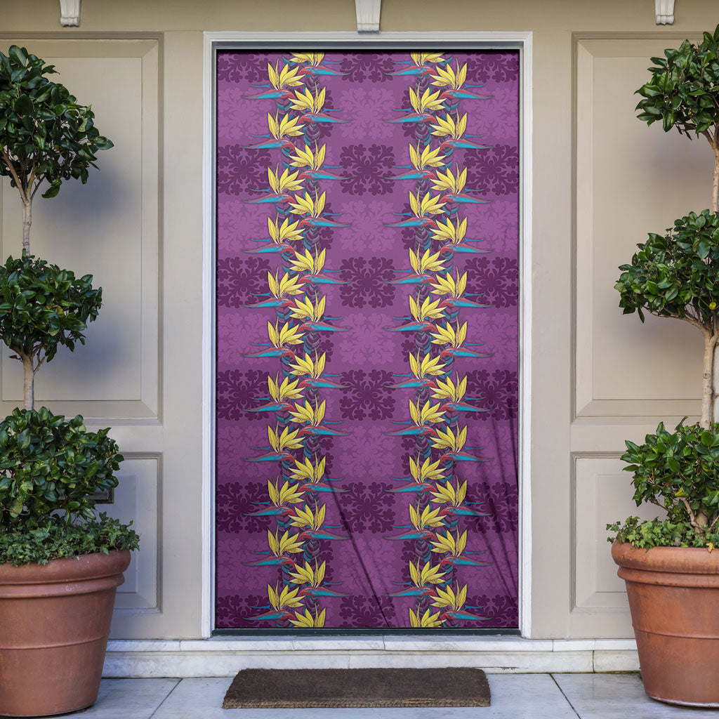 Hawaii Waikiki King Door Cover Purple Quilt With Pua Manu