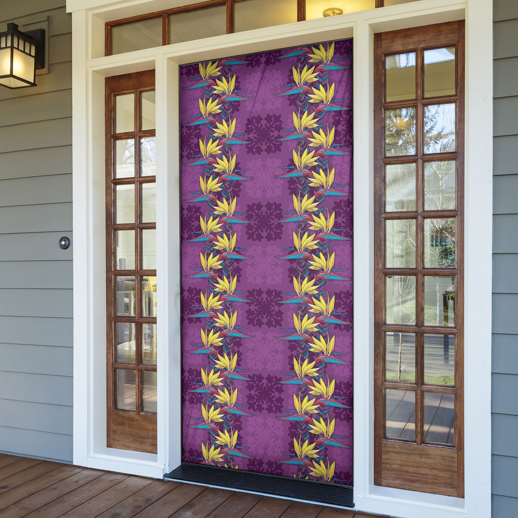 Hawaii Waikiki King Door Cover Purple Quilt With Pua Manu LT05 - Polynesian Pride