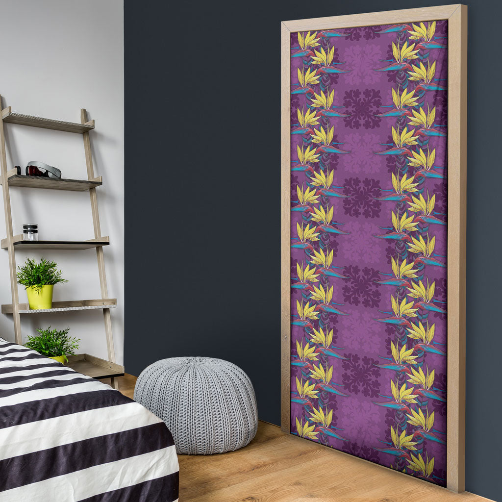 Hawaii Waikiki King Door Cover Purple Quilt With Pua Manu LT05 - Polynesian Pride