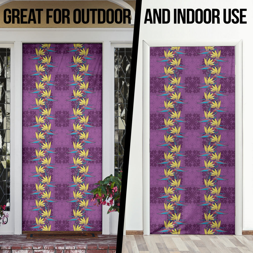 Hawaii Waikiki King Door Cover Purple Quilt With Pua Manu LT05 - Polynesian Pride
