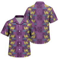 Hawaii Waikiki King Family Matching Off Shoulder Maxi Dress and Hawaiian Shirt Purple Quilt With Pua Manu LT05 Son's Shirt Purple - Polynesian Pride