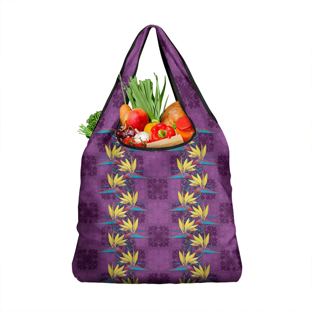 Hawaii Waikiki King Grocery Bag Purple Quilt With Pua Manu LT05 1-pack One Size Purple - Polynesian Pride