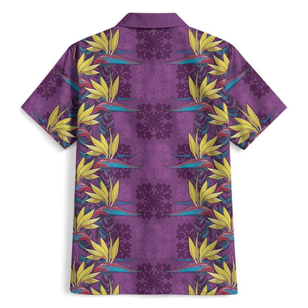 Hawaii Waikiki King Hawaiian Shirt Purple Quilt With Pua Manu LT05 - Polynesian Pride
