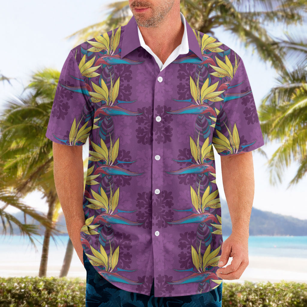 Hawaii Waikiki King Hawaiian Shirt Purple Quilt With Pua Manu LT05 - Polynesian Pride