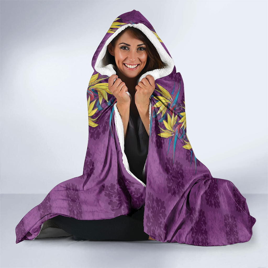 Hawaii Waikiki King Hooded Blanket Purple Quilt With Pua Manu LT05 - Polynesian Pride