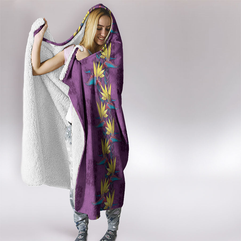 Hawaii Waikiki King Hooded Blanket Purple Quilt With Pua Manu LT05 - Polynesian Pride