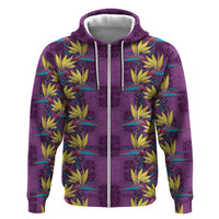 Hawaii Waikiki King Hoodie Purple Quilt With Pua Manu LT05 Zip Hoodie Purple - Polynesian Pride