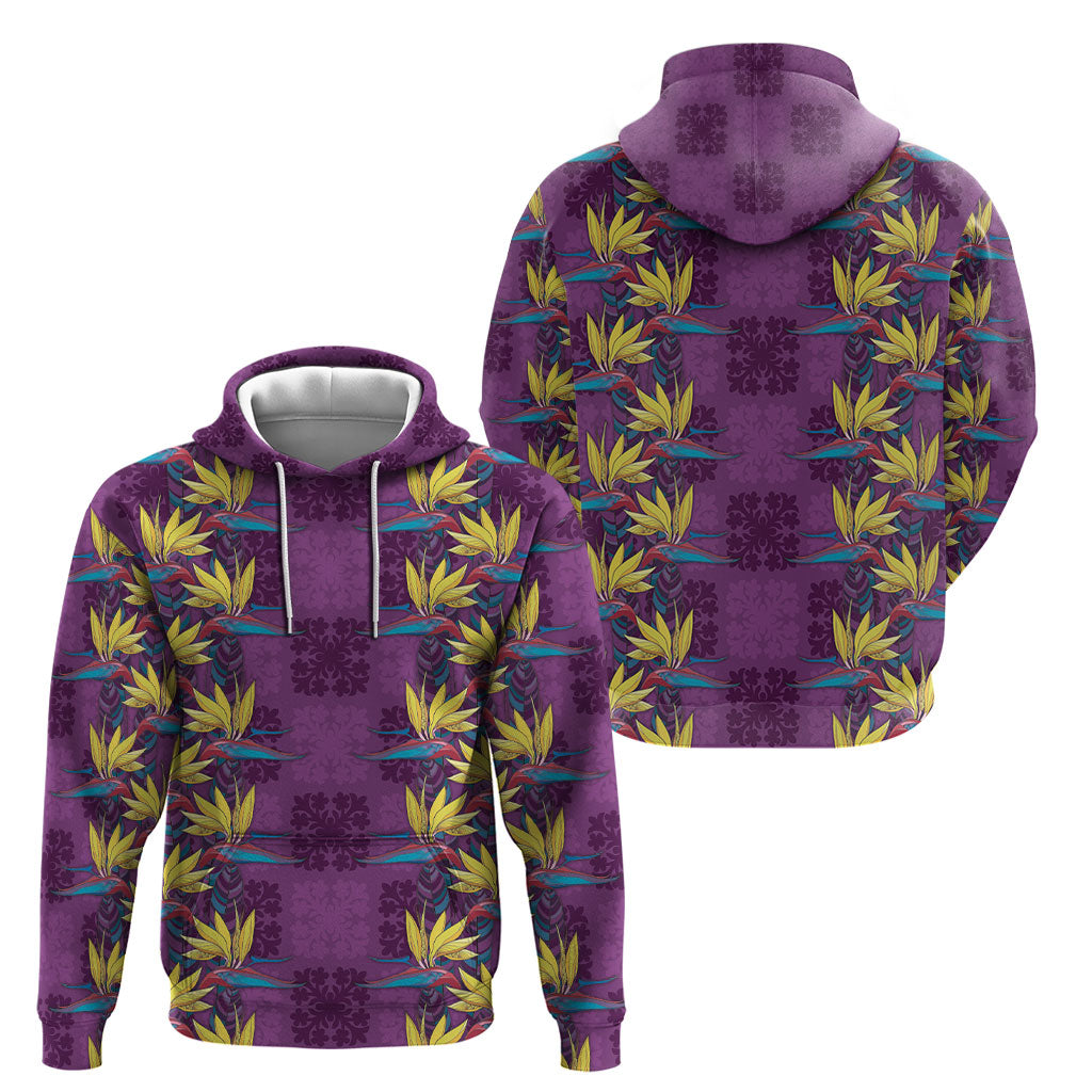 Hawaii Waikiki King Hoodie Purple Quilt With Pua Manu LT05 - Polynesian Pride