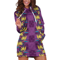 Hawaii Waikiki King Hoodie Dress Purple Quilt With Pua Manu LT05 Purple - Polynesian Pride