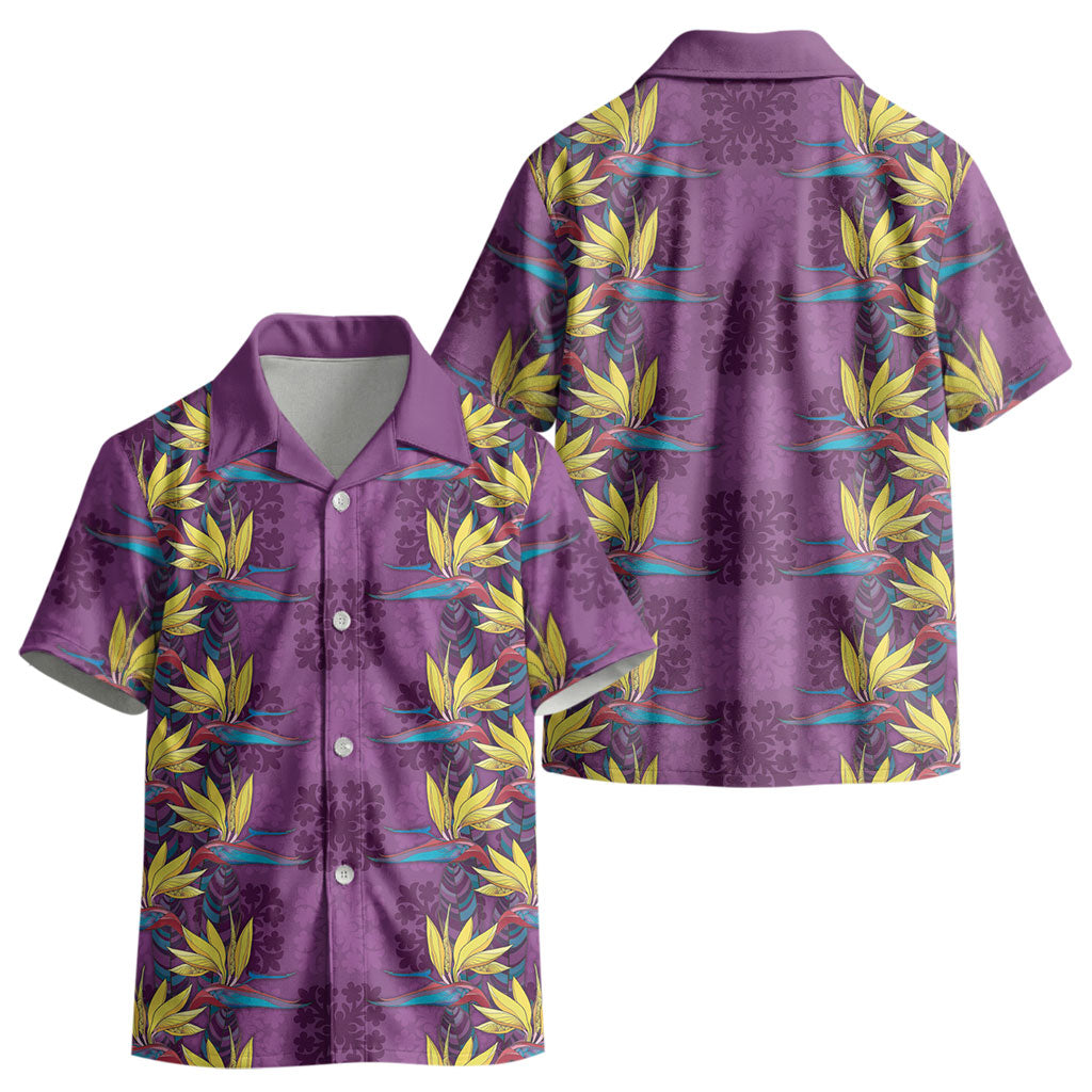 Hawaii Waikiki King Kid Hawaiian Shirt Purple Quilt With Pua Manu LT05 - Polynesian Pride