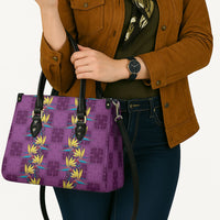 Hawaii Waikiki King Leather Bag Purple Quilt With Pua Manu LT05 - Polynesian Pride