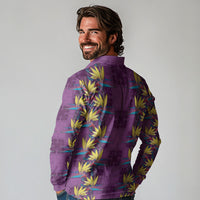 Hawaii Waikiki King Long Sleeve Polo Shirt Purple Quilt With Pua Manu LT05 - Polynesian Pride
