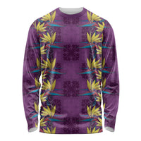 Hawaii Waikiki King Long Sleeve Shirt Purple Quilt With Pua Manu LT05 Unisex Purple - Polynesian Pride