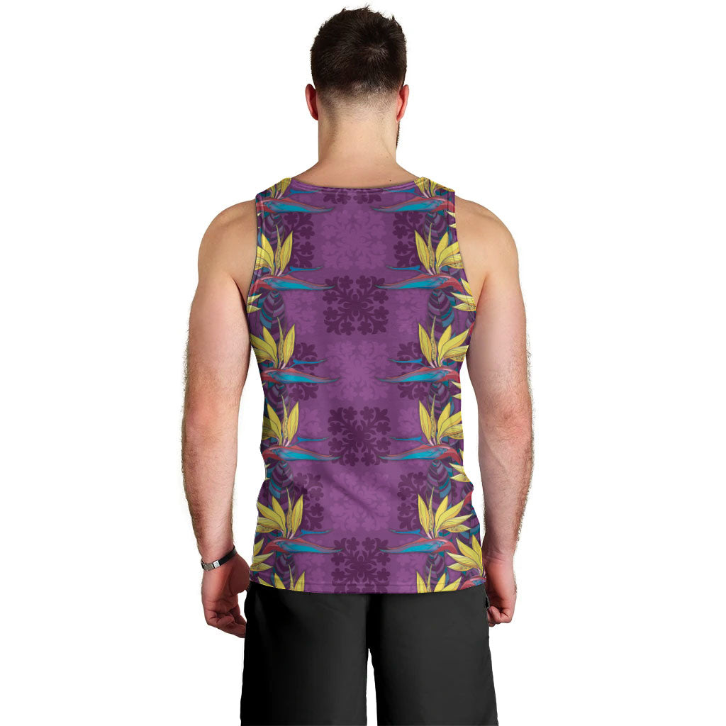 Hawaii Waikiki King Men Tank Top Purple Quilt With Pua Manu LT05 - Polynesian Pride