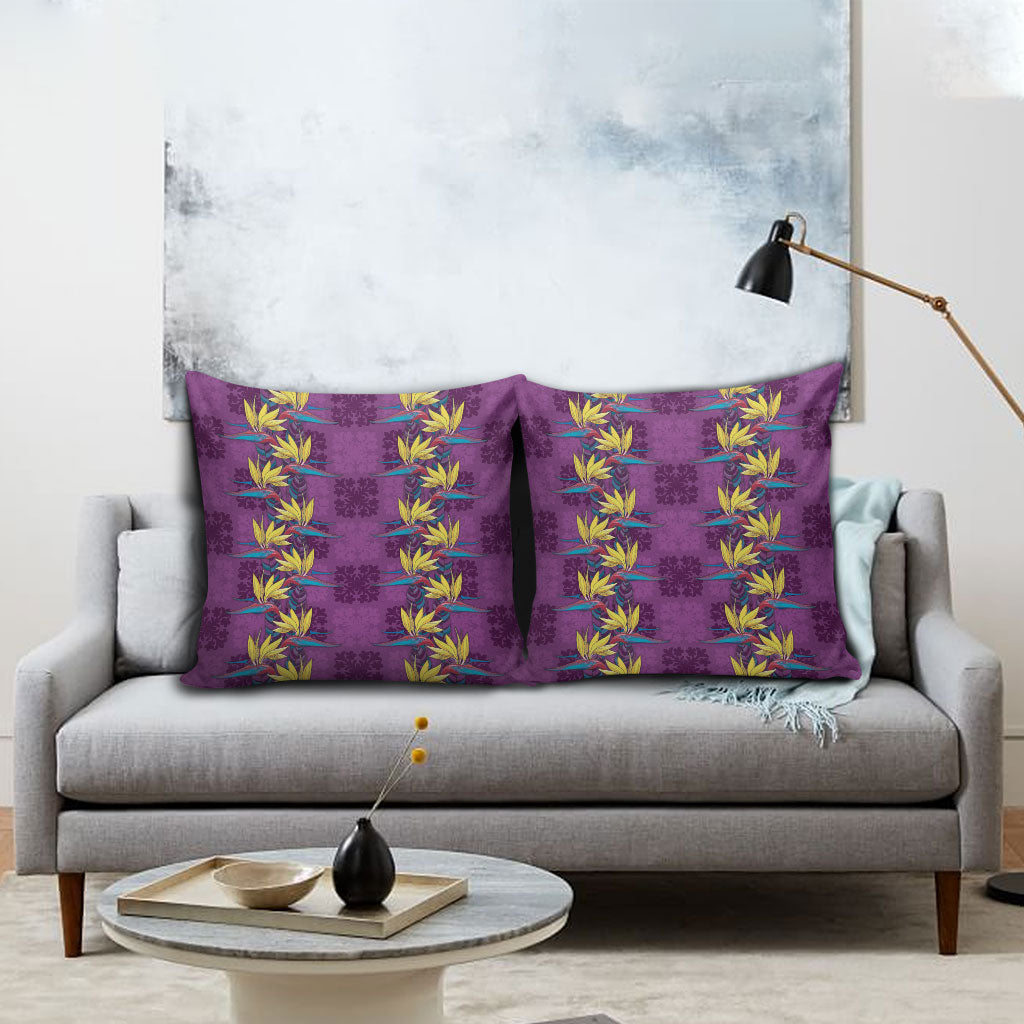 Hawaii Waikiki King Pillow Cover Purple Quilt With Pua Manu LT05 - Polynesian Pride