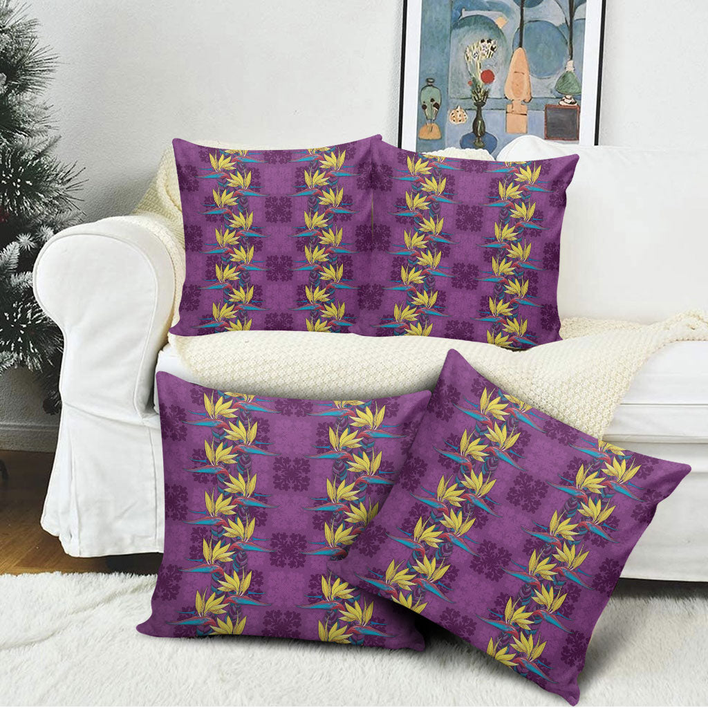 Hawaii Waikiki King Pillow Cover Purple Quilt With Pua Manu LT05 - Polynesian Pride