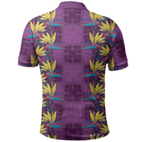 Hawaii Waikiki King Polo Shirt Purple Quilt With Pua Manu LT05 - Polynesian Pride