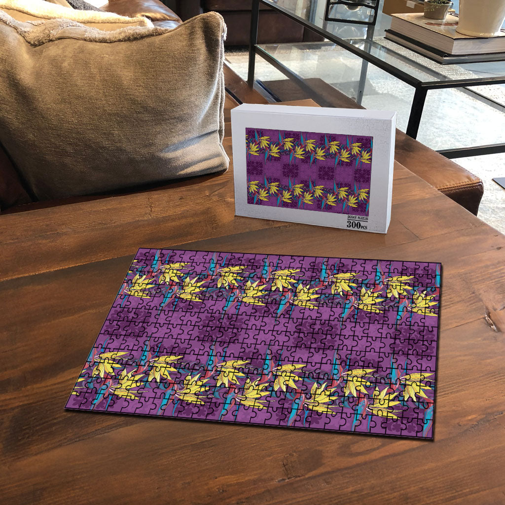 Hawaii Waikiki King Puzzle Purple Quilt With Pua Manu LT05 - Polynesian Pride