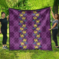 Hawaii Waikiki King Quilt Purple Quilt With Pua Manu LT05 - Polynesian Pride