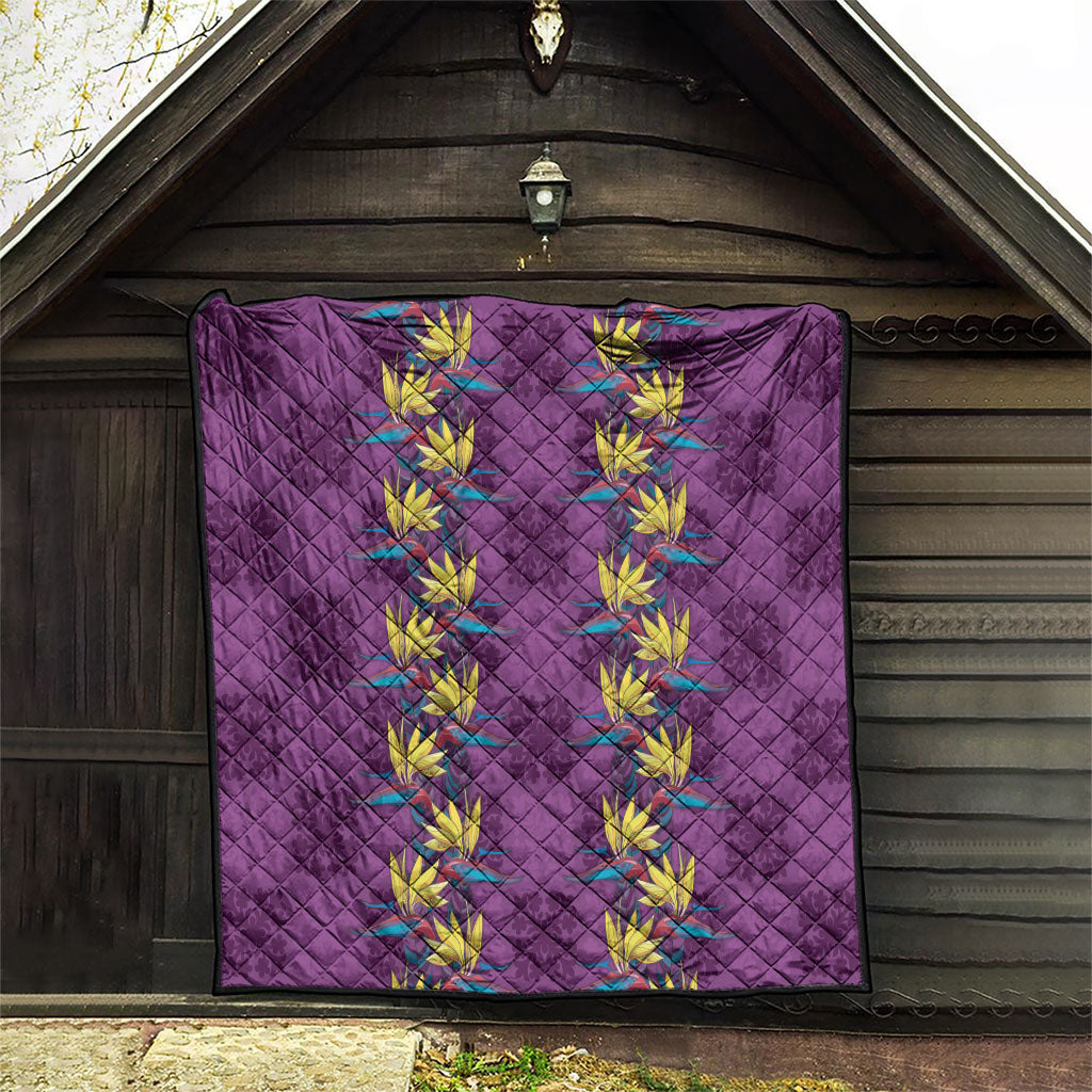 Hawaii Waikiki King Quilt Purple Quilt With Pua Manu LT05 - Polynesian Pride