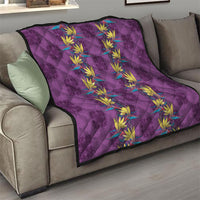 Hawaii Waikiki King Quilt Purple Quilt With Pua Manu LT05 - Polynesian Pride