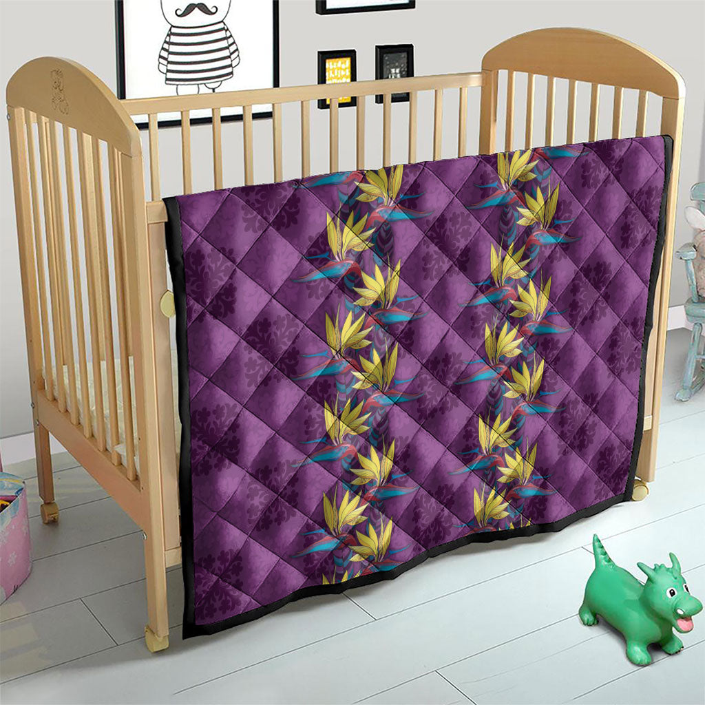 Hawaii Waikiki King Quilt Purple Quilt With Pua Manu LT05 - Polynesian Pride